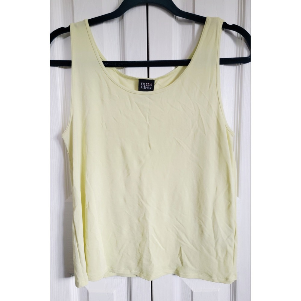 Eileen Fisher 100% Silk Yellow Scoop Neck Tank Top Size M - Picture 2 of 6